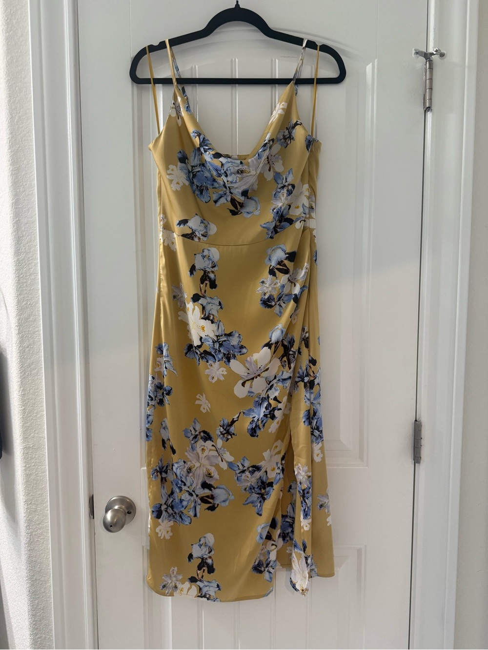William B Medium Floral Slip Dress - Yellow with Blue Floral
